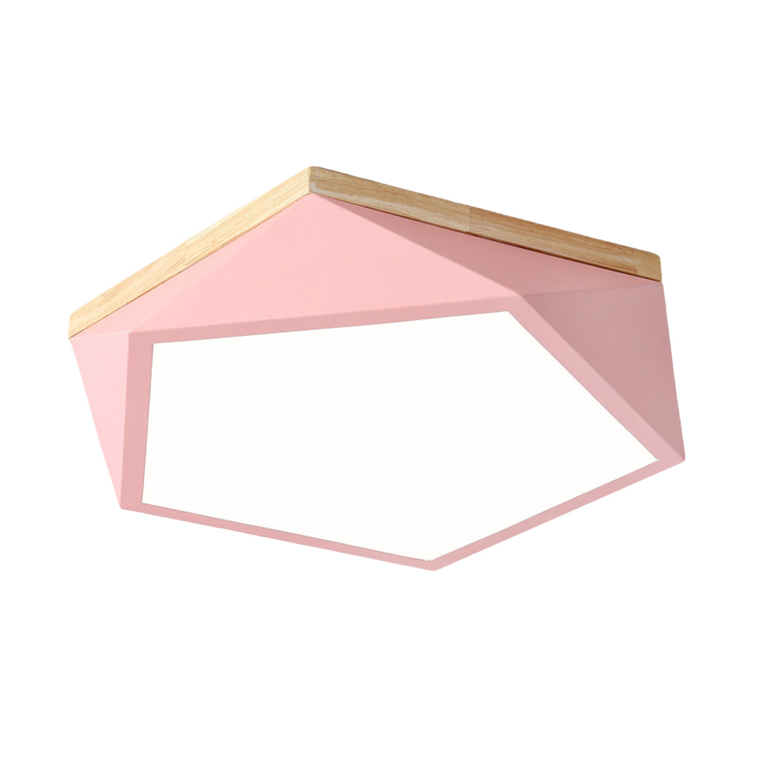 Colorful Flush Mount Ceiling Light Nordic Geometric Wooden Ceiling Lamp