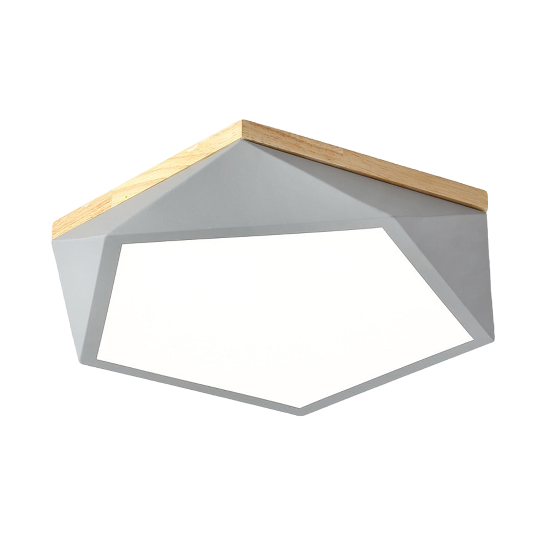 Colorful Flush Mount Ceiling Light Nordic Geometric Wooden Ceiling Lamp