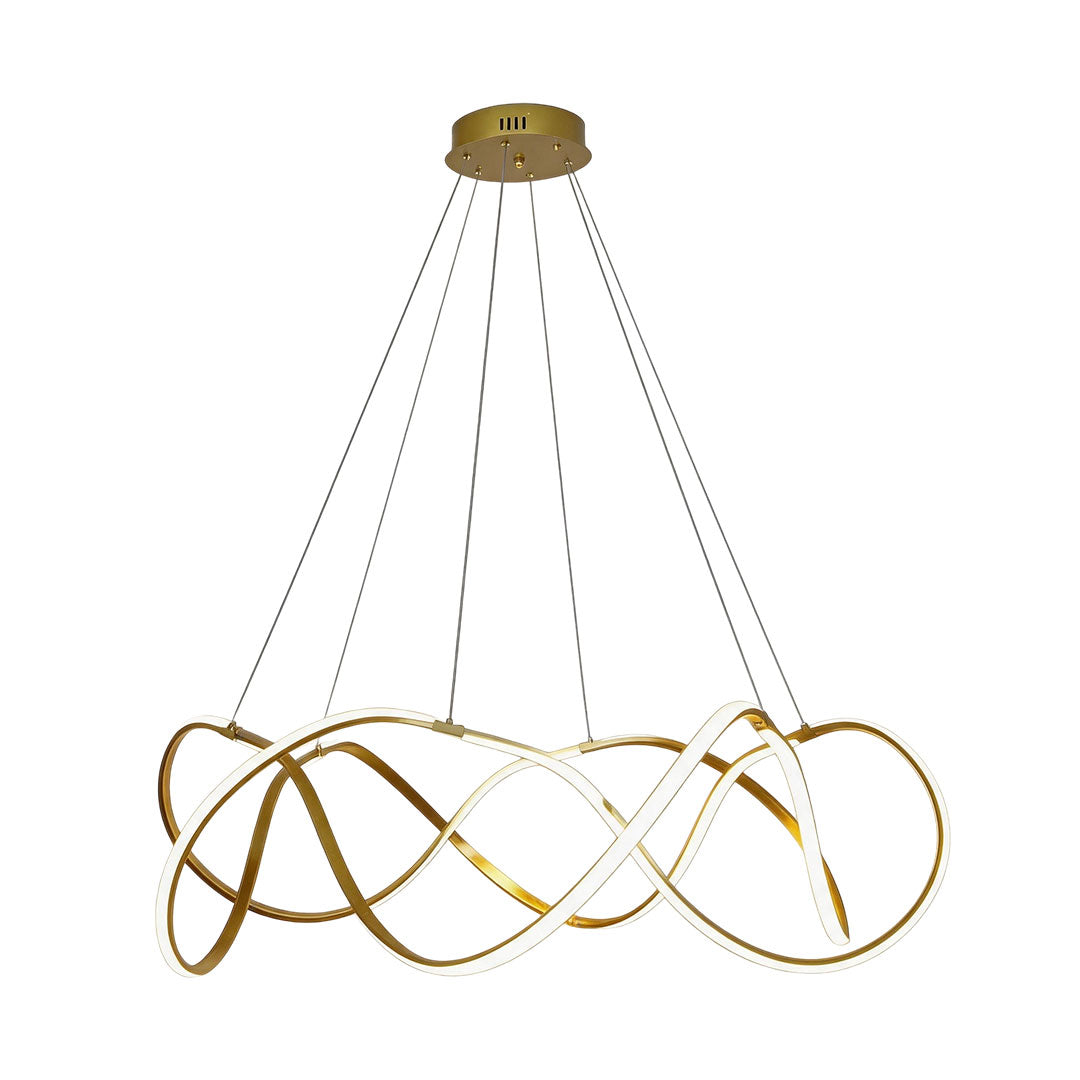 Modern Round Dimmable LED Aluminum Geometric Chandelier - Gold