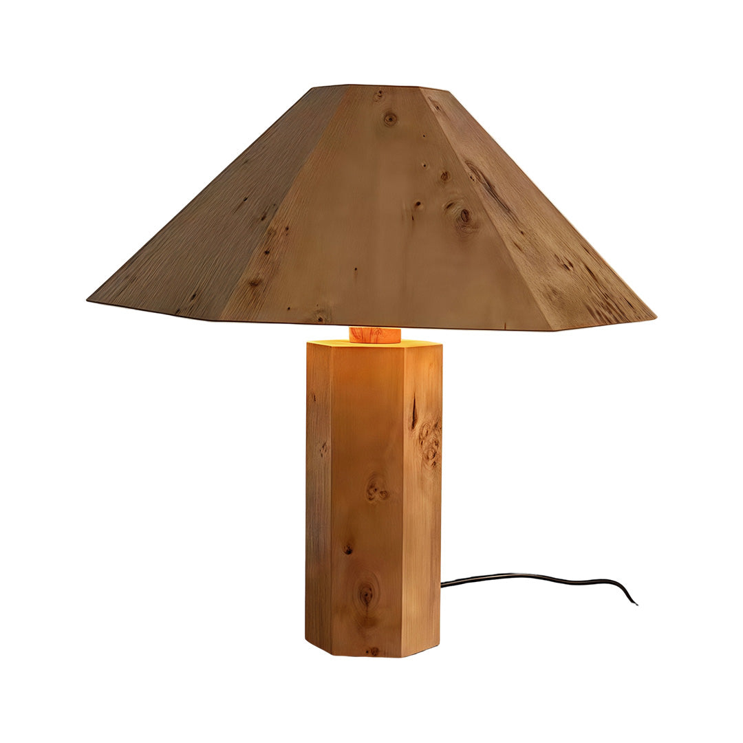 Vintage Wooden Table Lamp Wabi-Sabi Style Bedside Light