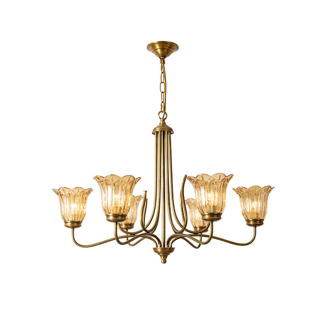 Gold Glass Chandelier Vintage Full Copper Glass Ceiling Light