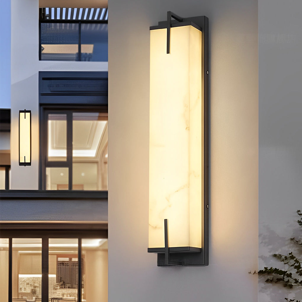 Resin Rectangular Waterproof LED Black Modern Outdoor Sconce Lighting | Dazuma