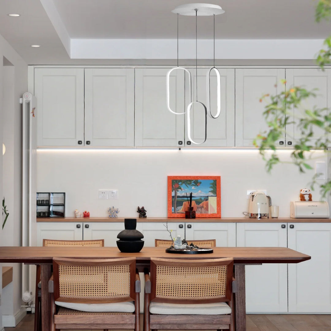 Modern Curved 3 Oval Chandeliers Aluminum Ceiling Light