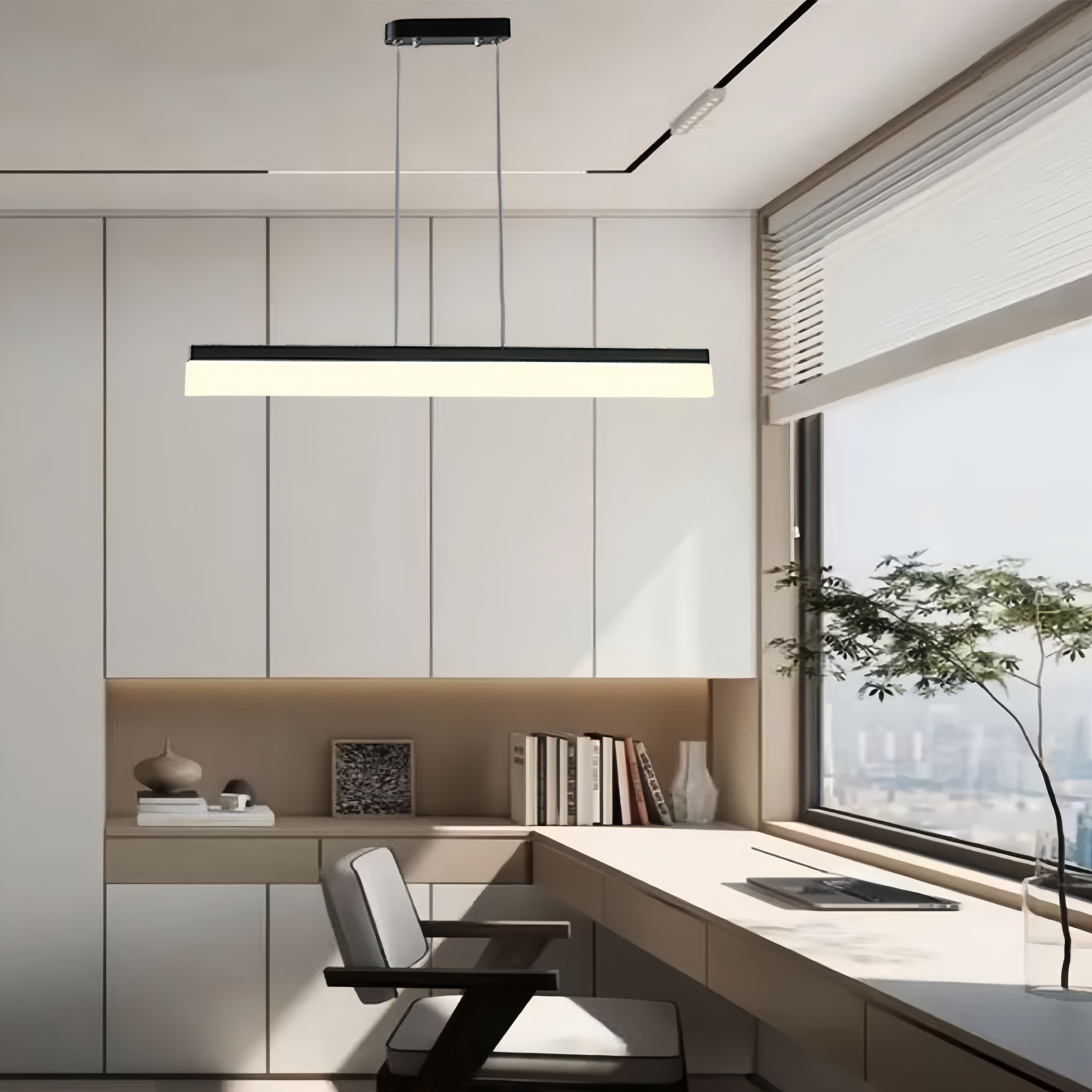 Modern Aluminum Acrylic Pendant Lights Elongated Linear Ceiling Lights
