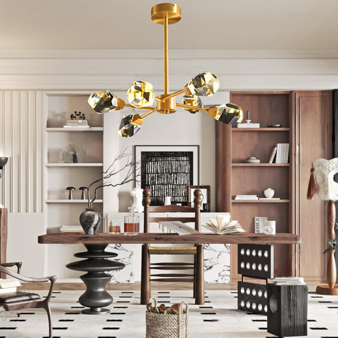 6-light Electroplated Crystal LED Nordic Chandeliers Hanging Ceiling Lights