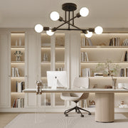 6-Lights Globe LED Sputnik Chandelier Modern Iron Ceiling Light