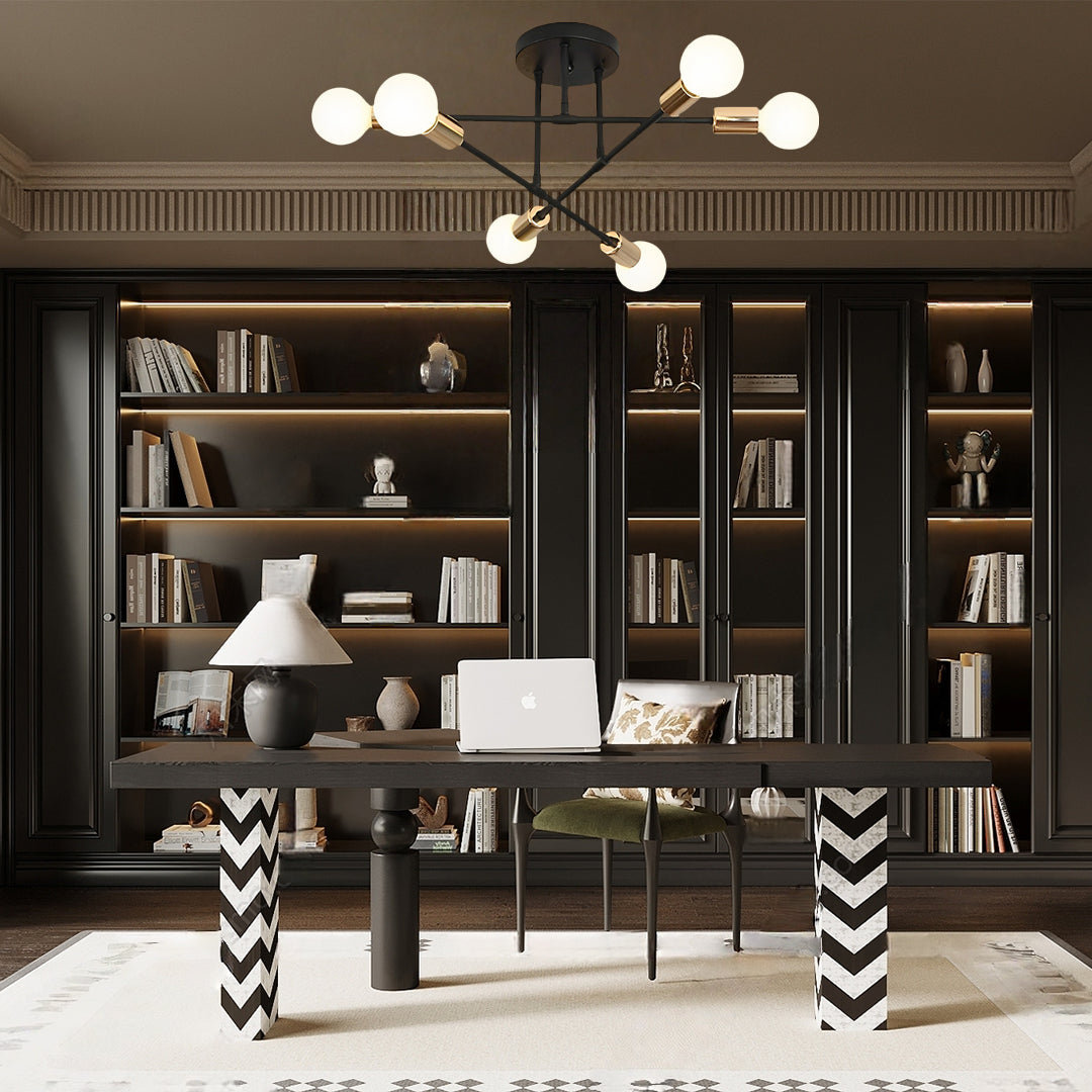 Elegant 6-Light Flush Mount Light- E26/E27, 22'' Dia