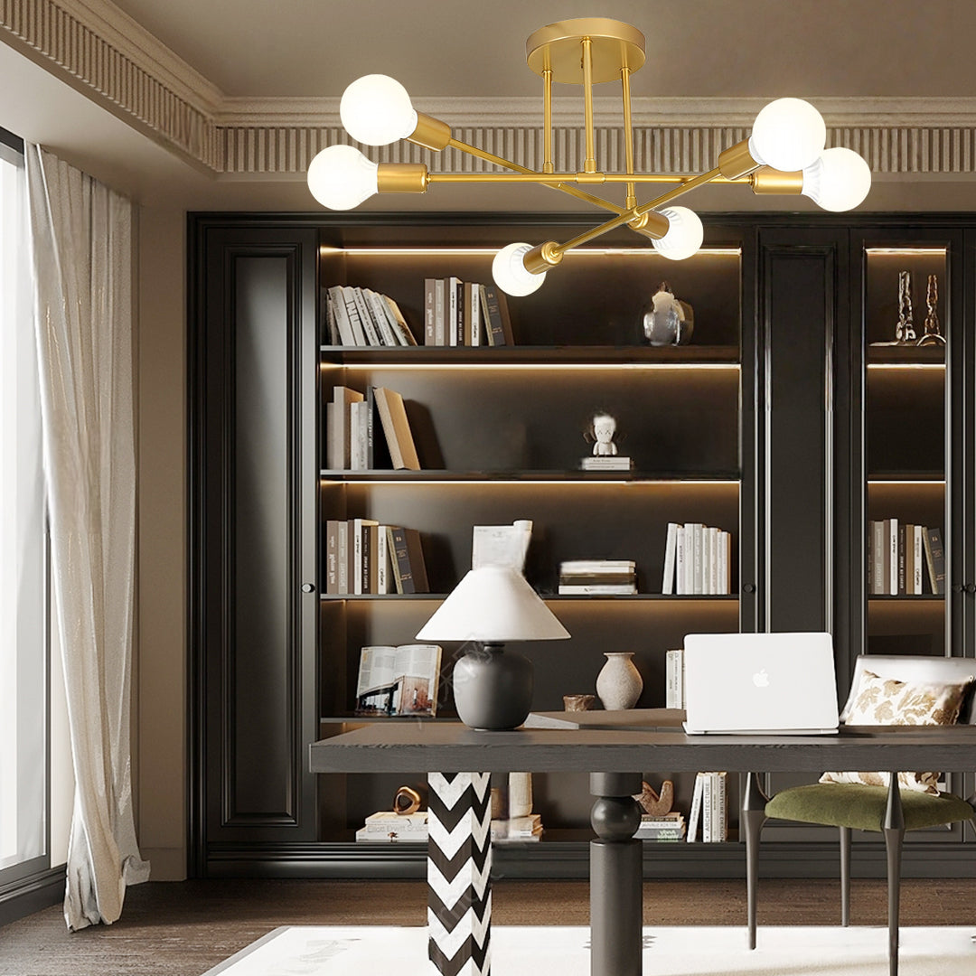 Elegant 6-Light Flush Mount Light- E26/E27, 22'' Dia