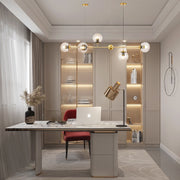 Nordic Linear Ceiling Lights Glass Globe 4/6 Heads Chandelier