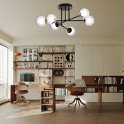 6-light Glass Sputnik LED Modern Ceiling Light Hanging Lamp Chandelier