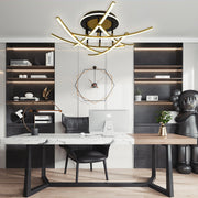 Curved Linear Dimmable LED Artistic Nordic Ceiling Lights Semi-Flush Mount Lighting