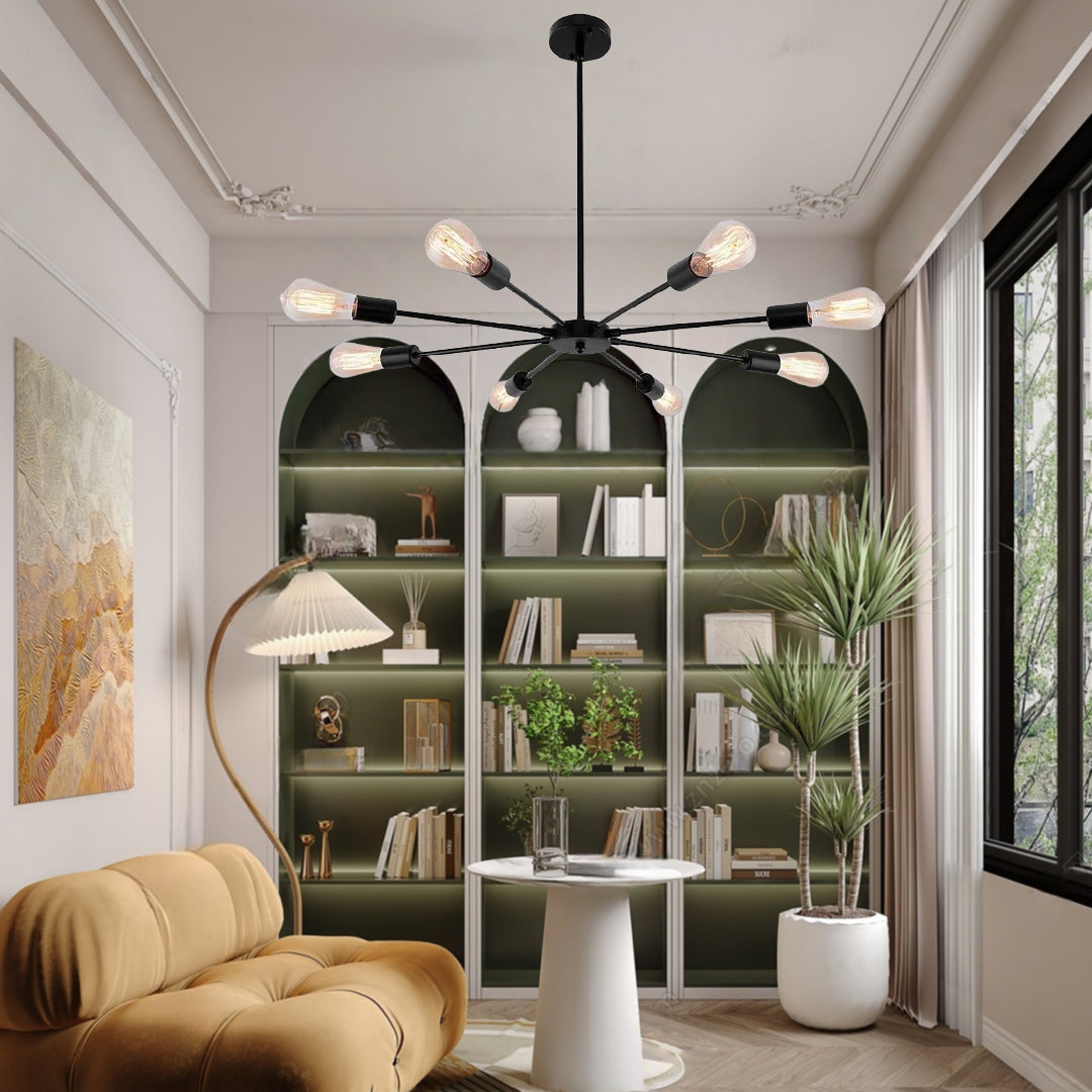 Mid-Century Sputnik Semi-Flush Mount Bedroom Ceiling Light