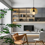 LED Double Glass Pendant Light Semi Globe Glass Pendant Ceiling Light Metal