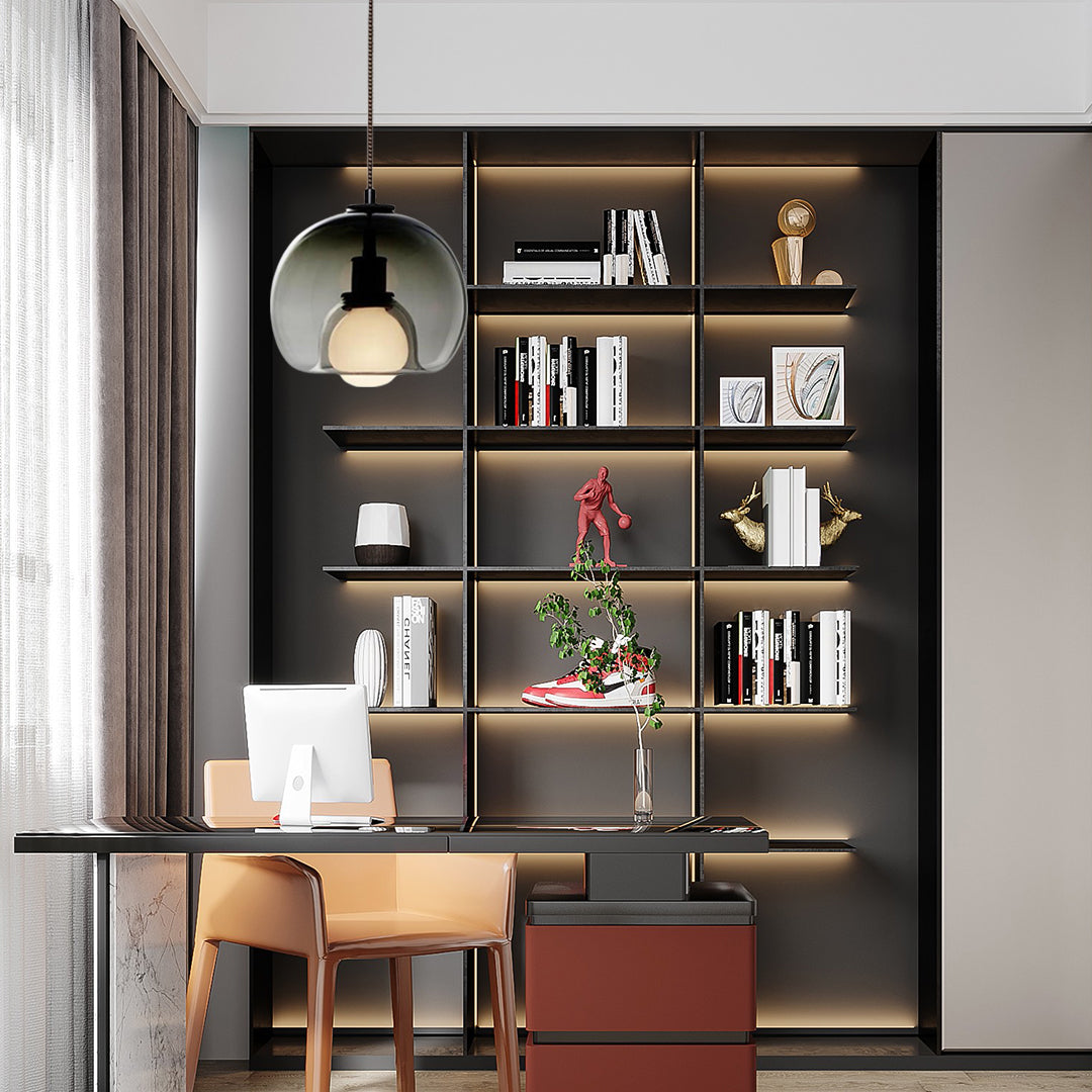 LED Double Glass Pendant Light Semi Globe Glass Pendant Ceiling Light Metal