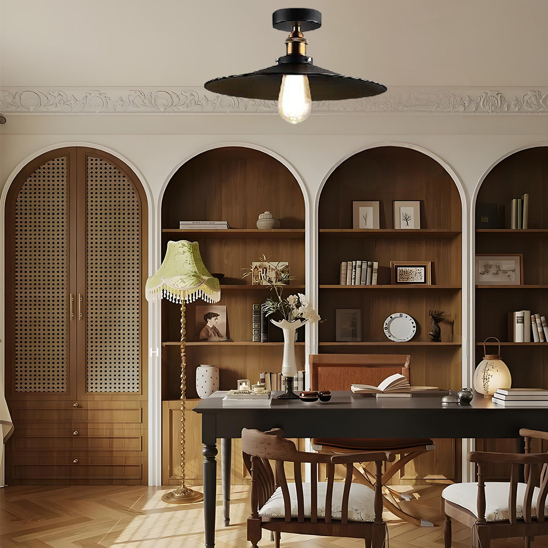 Circular Teardrop Industrial Hallway Lighting LED Semi-Flush Mount Ceiling Light