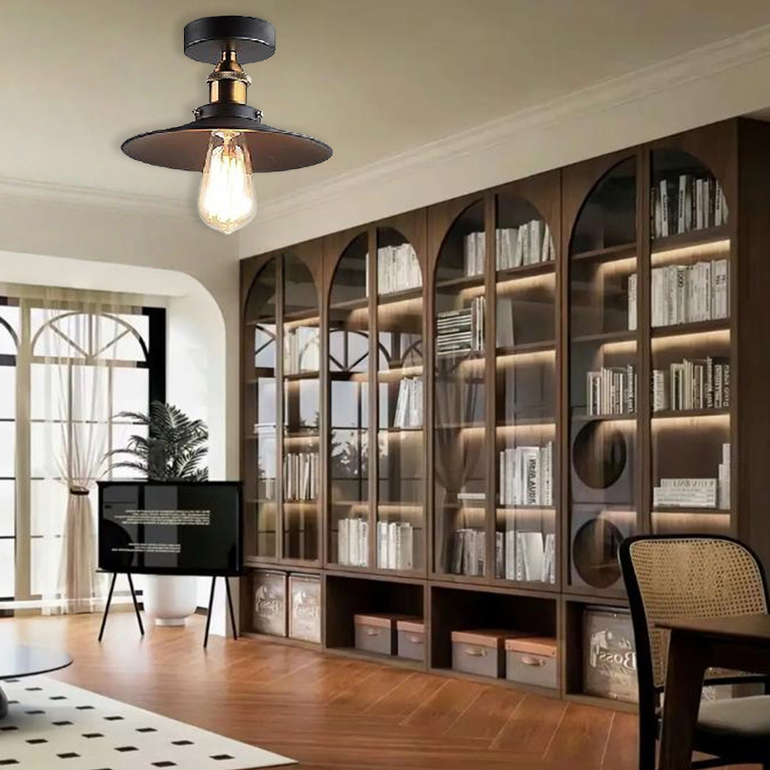 Circular Teardrop Industrial Hallway Lighting LED Semi-Flush Mount Ceiling Light