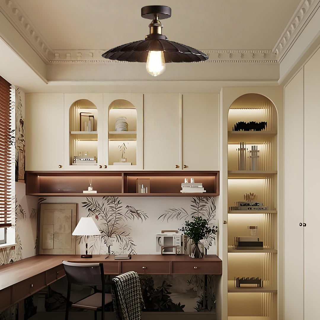 Circular Teardrop Industrial Hallway Lighting LED Semi-Flush Mount Ceiling Light