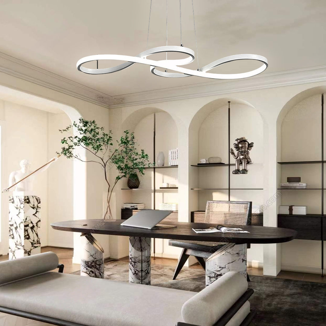 Geometric Design Semi Flush Chandeliers Metal Silica Gel Ceiling Lights