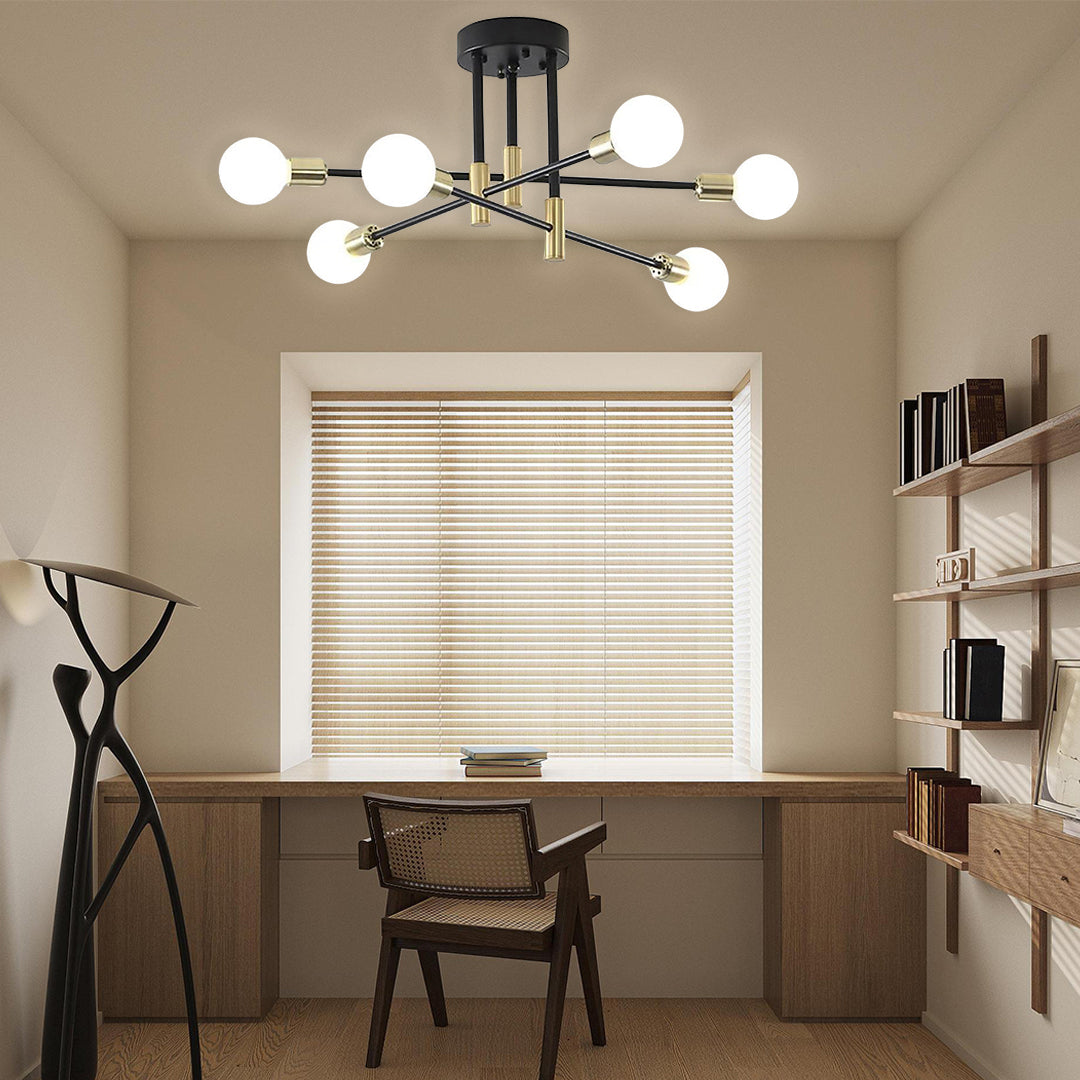 6-light LED Sputnik Design Nordic Semi-Flush Mount Lighting Chandelier