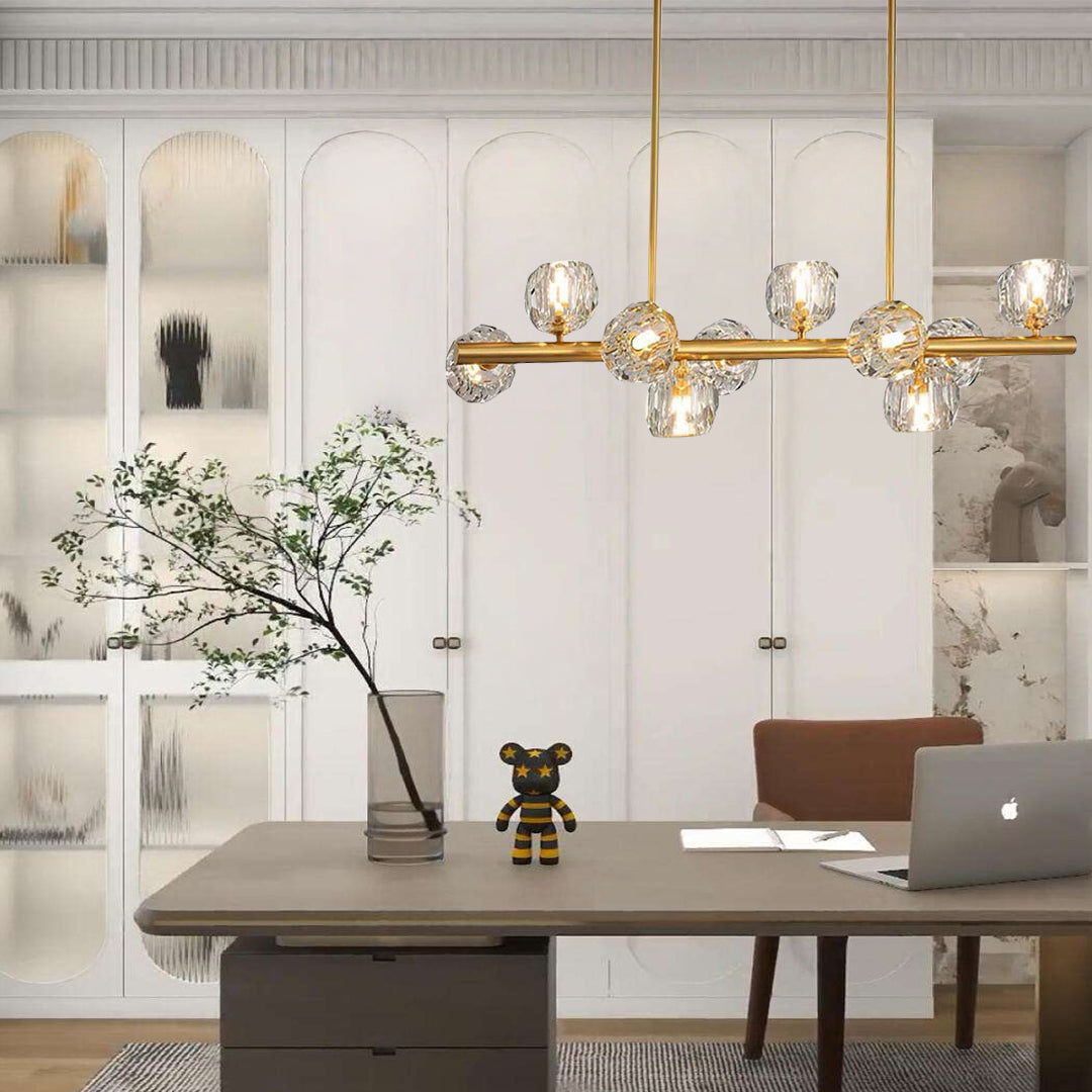 Gold Metal Crystal Chandeliers Globe Cluster LED Ceiling Light