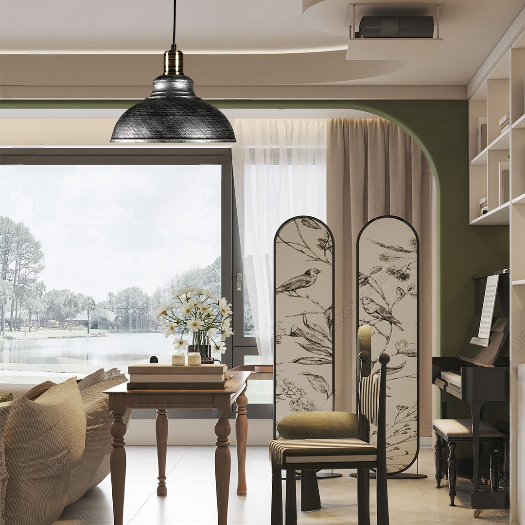 Semi Globe Metal LED Vintage Pendant Light Hanging Lamp for Home Office