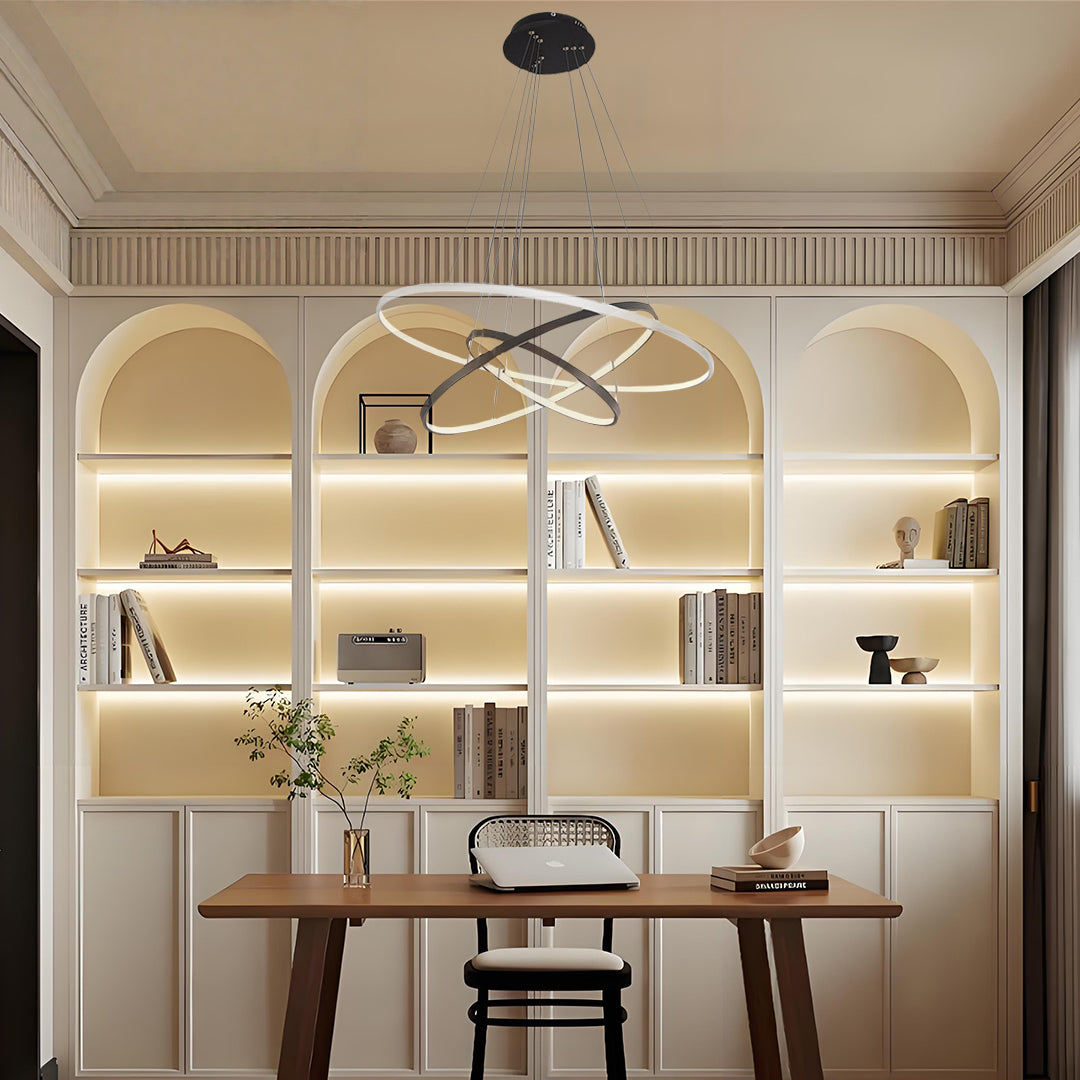 Adjustable Circles LED Dimmable with Remote Modern Chandeliers Ceiling Light