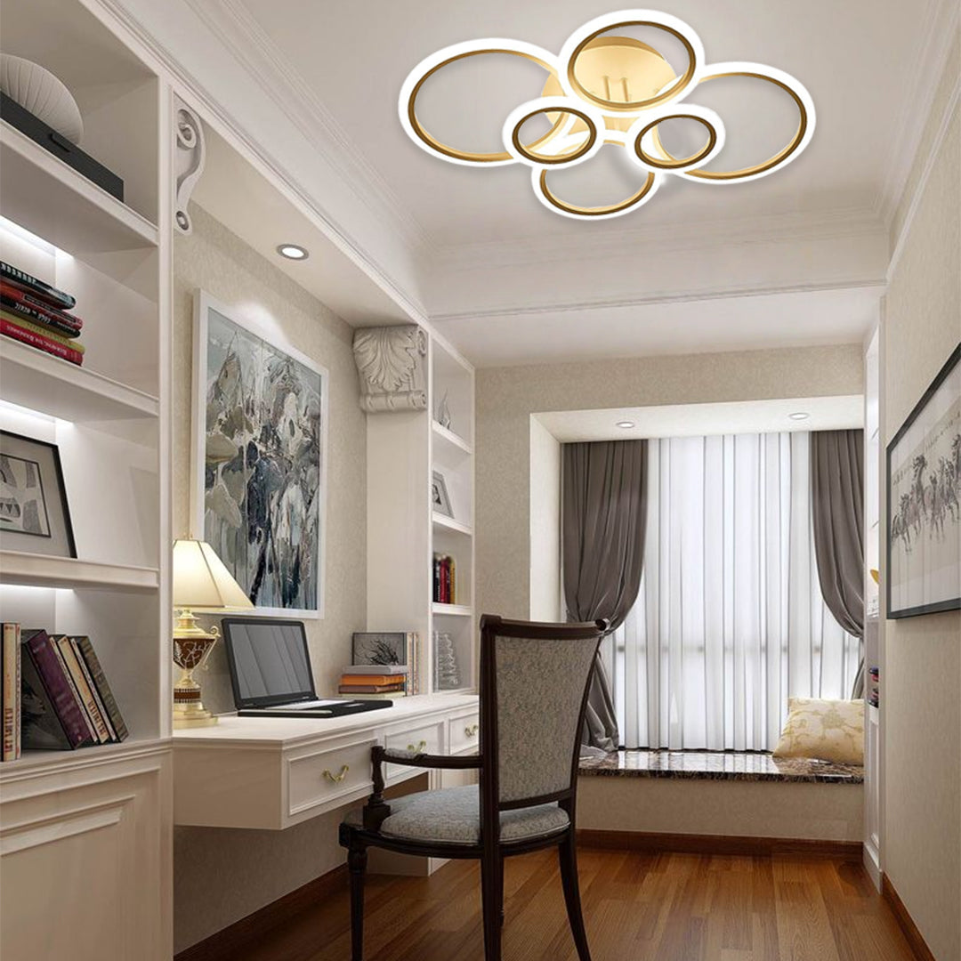 6 Circle Geometric LED Flush Mount Ceiling Light for Bedroom
