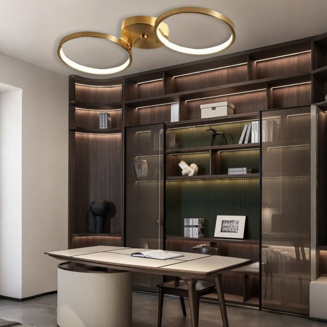 3-lights Circular Copper LED Modern Flush Mount Lighting Ceiling Lights