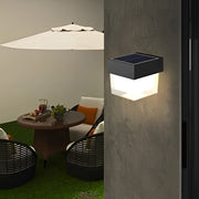 Square Round Waterproof LED Black Minimalist Solar Outdoor Wall Lights | Dazuma