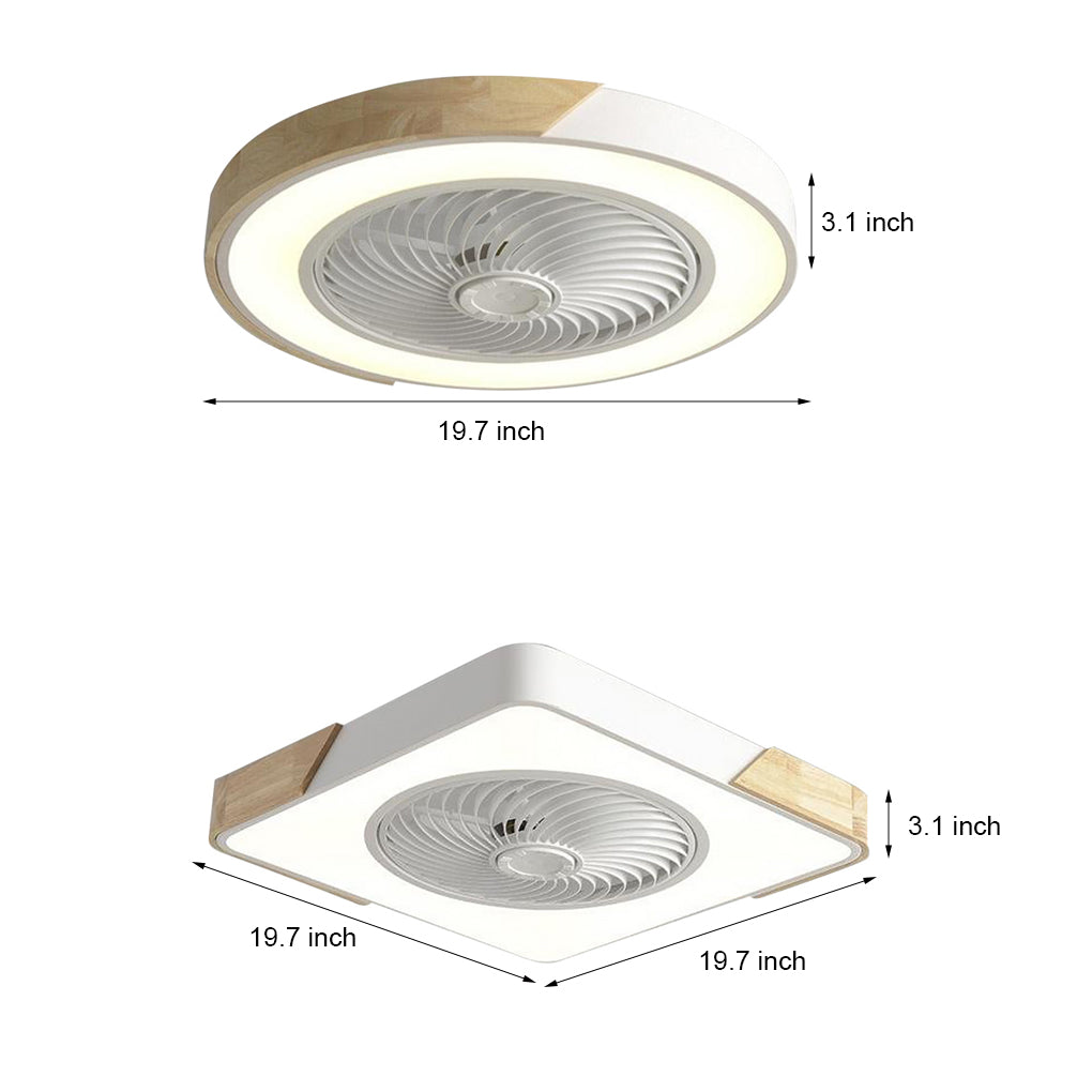 Round Square Integrated LED Bladeless Ceiling Fan Light with Remote Control