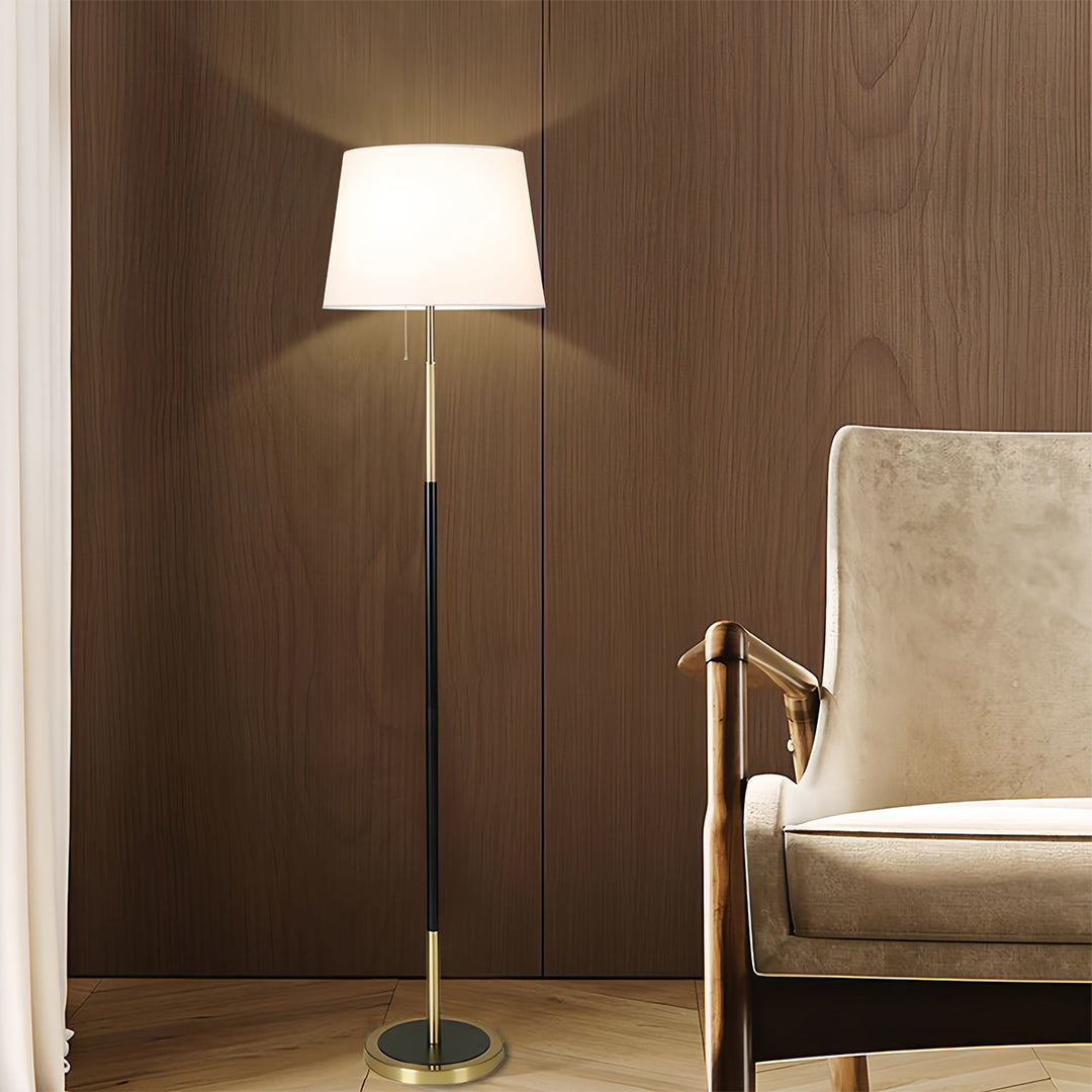 Vintage Wrought Iron Floor Lamps Country Style Fabric Shade Light