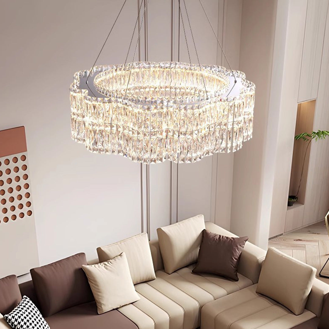 LED Large Crystal Chandelier Elegant Chandelier Light Modern Minimalist Style