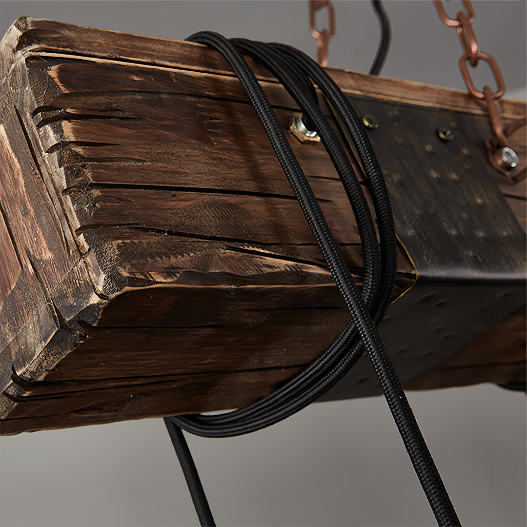 Black and Wood Pendant Light American Vintage Style Iron Ceiling Light