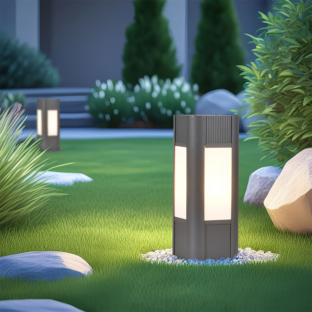 Square Path Lights Industrial Black Garden Outdoor Waterproof Lamp