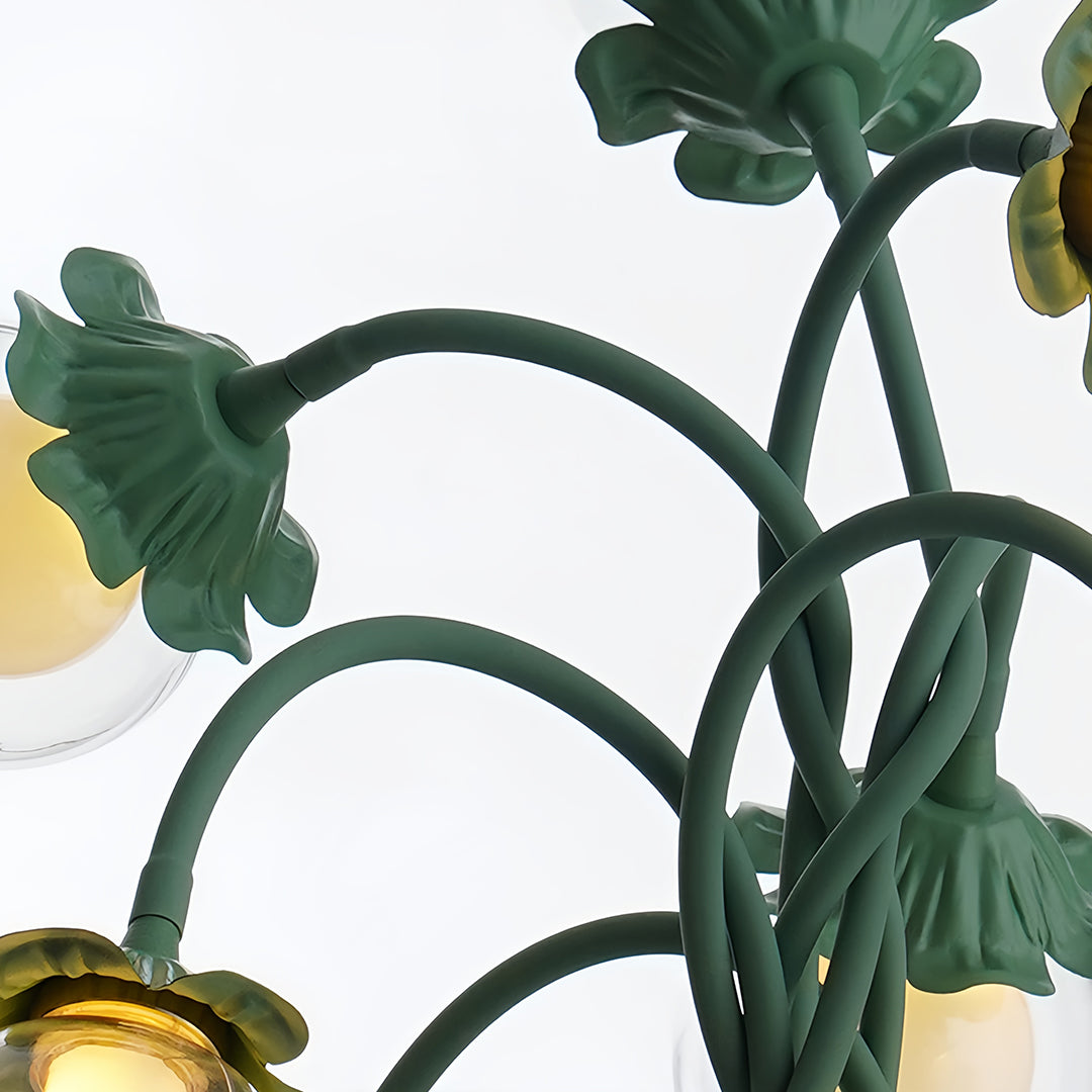 Retro Green Table Lamp French Floral  Artistic Globe Decorative Light