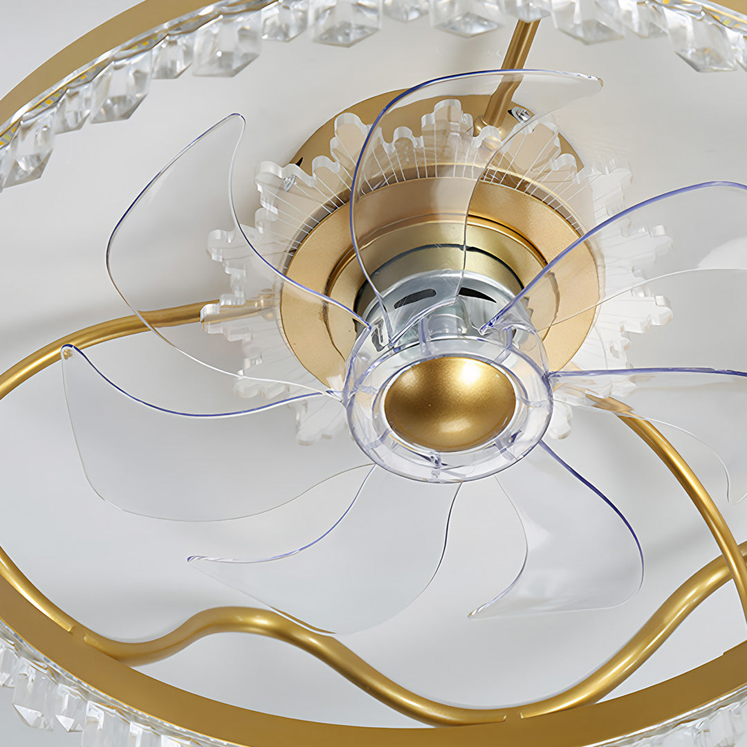 Round Stepless Dimming LED Retractable Ceiling Fan Lights with Remote Control