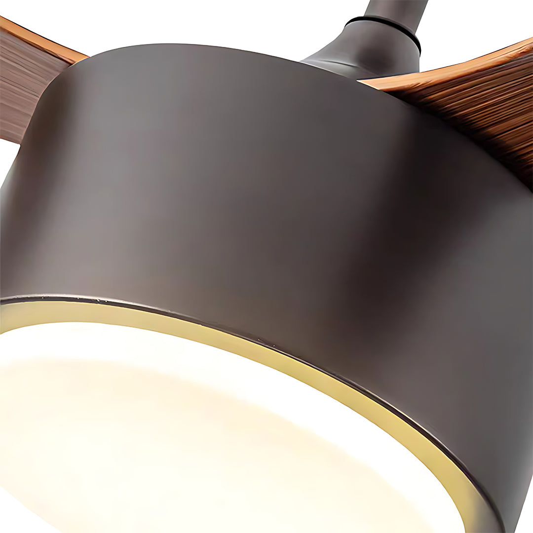 Silver Ceiling Fan with Light Wood Grain LED Fan Light