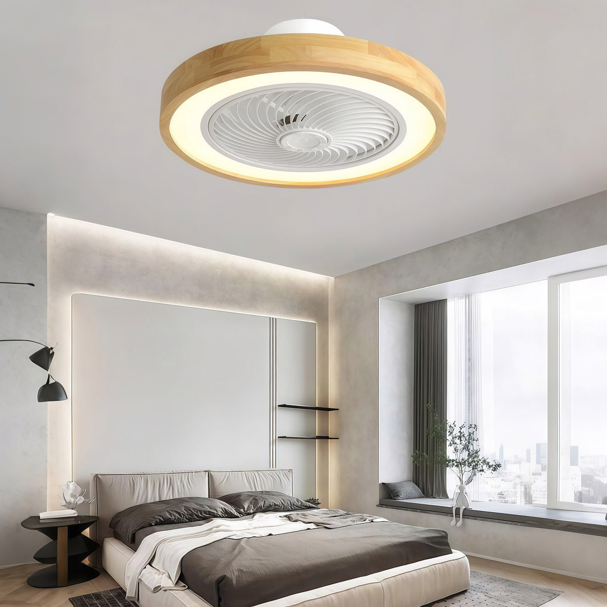 Three-level Wind Regulation Nordic Modern Bladeless Ceiling Fans with Lights and Remote Control