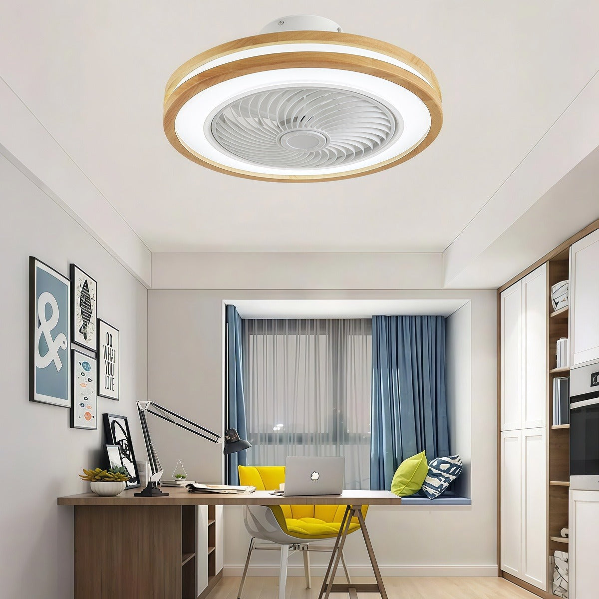 Three-level Wind Regulation Nordic Modern Bladeless Ceiling Fans with Lights and Remote Control