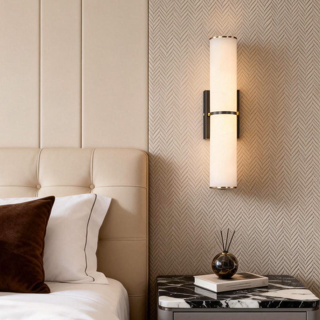 Cylinder Wall Sconce Modern Solid Copper Cloud Stone Lamp