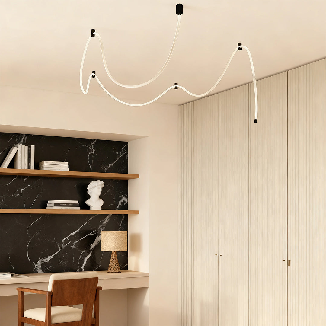 Long LED Ceiling Light Minimalist Creative Black Linear Lamp