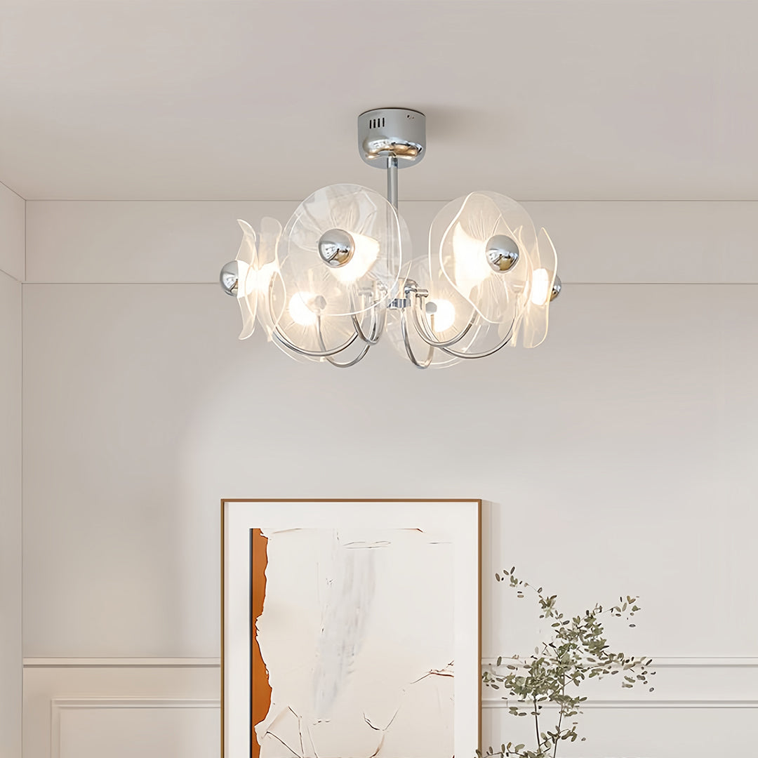 Acrylic LED Chandelier Multi-head  with Chrome Accents Ceiling Light