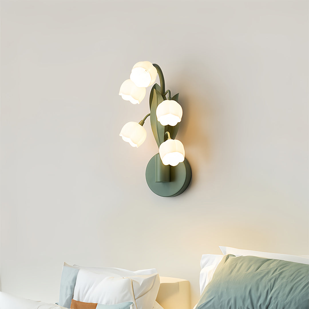 Floral Wall Lights French Country  Classic Bellflower Glass Lamp