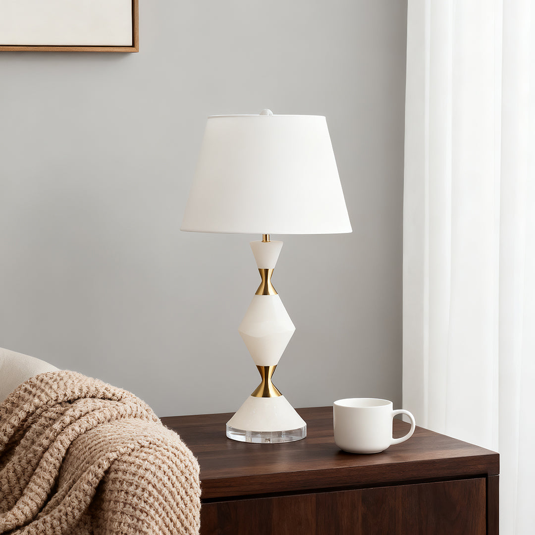 White Contemporary Table Lamps with Gold Details Elegant Lamps