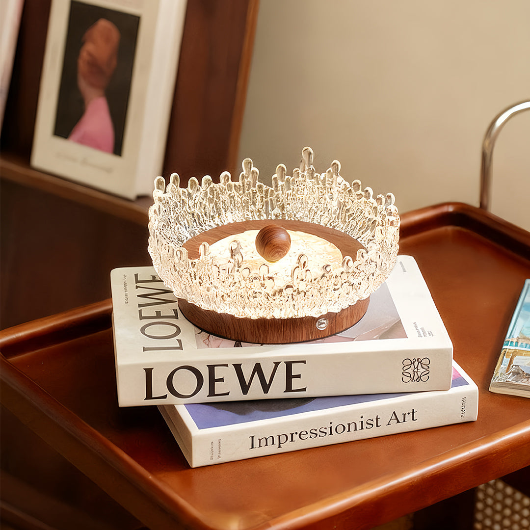 Acrylic Table Lamp French Vintage Walnut Colored Atmosphere Light