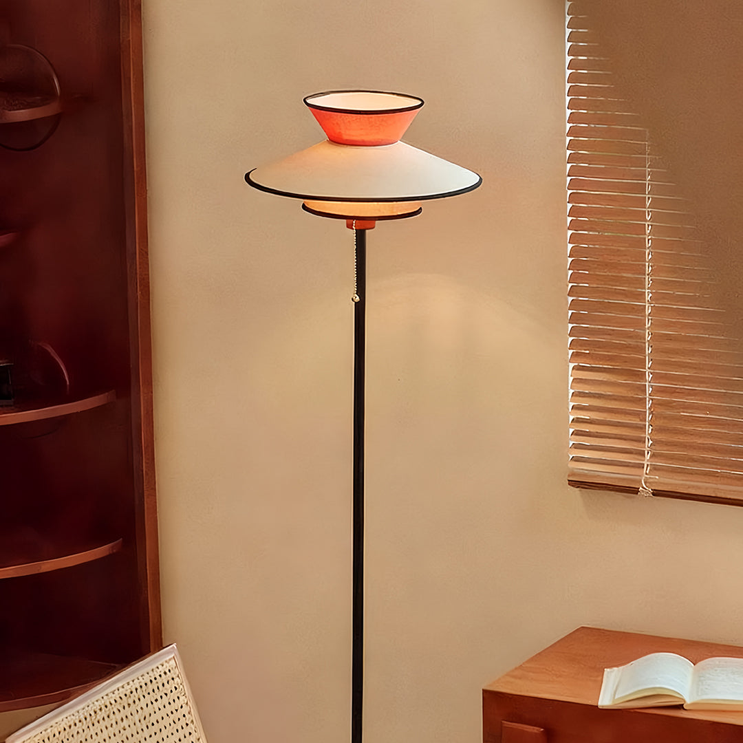 Ambient Floor Lamps Vintage with Pull Chain Switch Fabric Shade Light