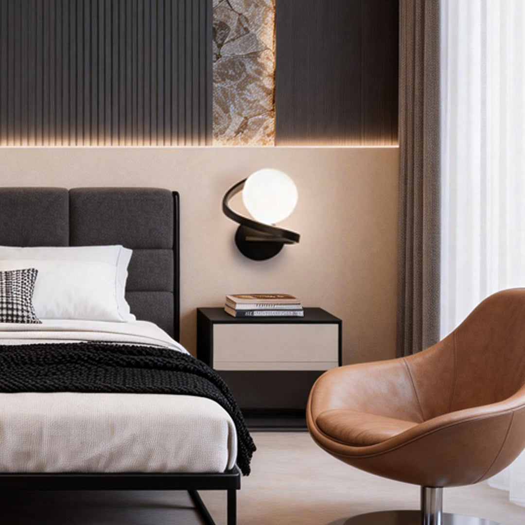 Modern Bedside Wall Lights Creative Curved Metal LED Light