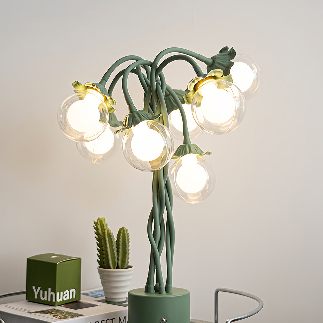 Retro Green Table Lamp French Floral  Artistic Globe Decorative Light