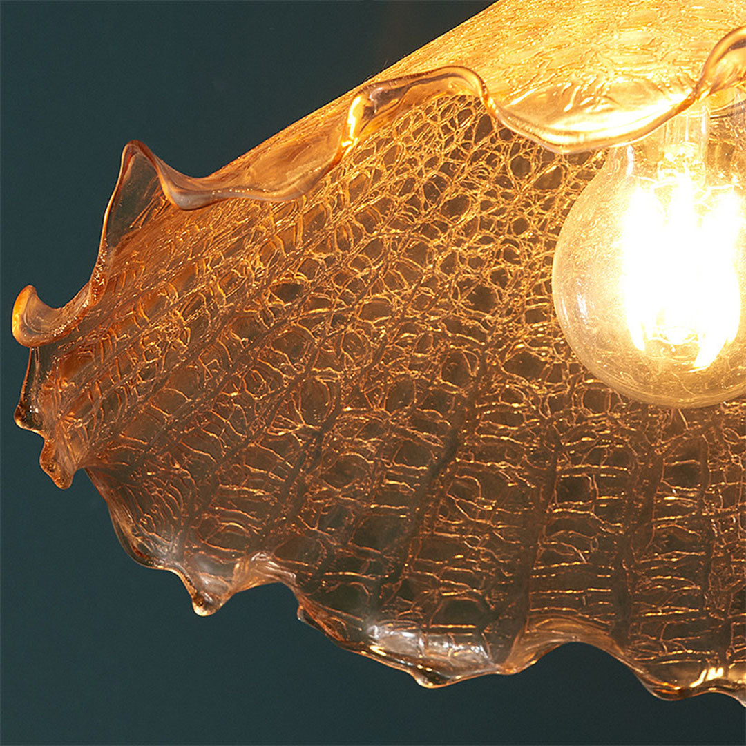 Brass Pendant Light Fixtures American Vintage Walnut Wood Cracked Glass Bedroom Light