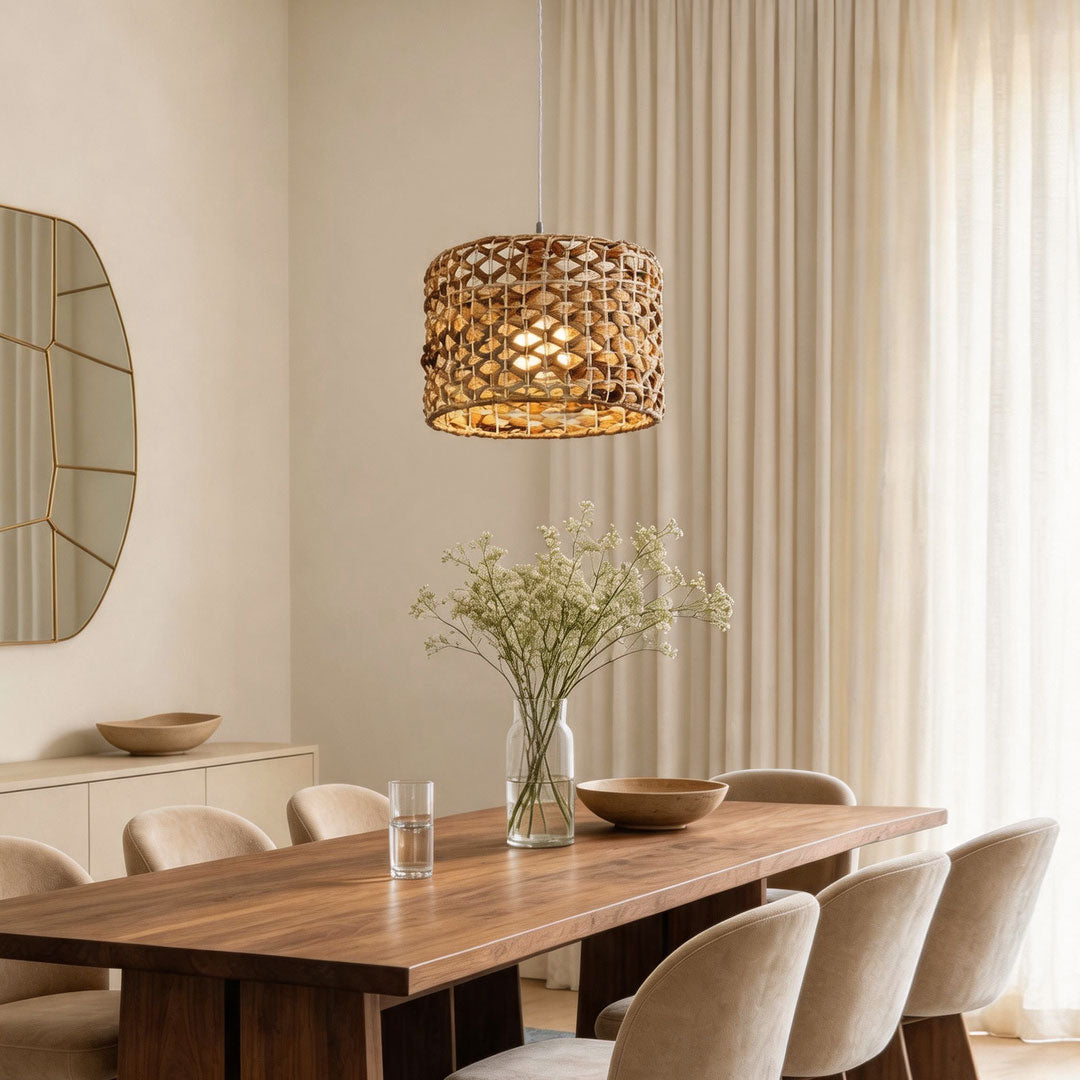 Rattan Wicker Pendant Light Nordic Metal Ceiling Light